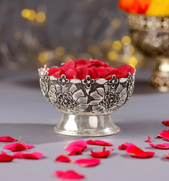 Divine Antique Silver Pooja Bowl