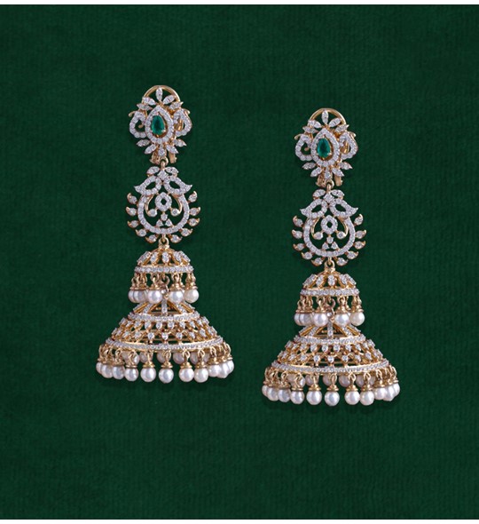 Double jhumka style pearl earrings - Trends by Fozia