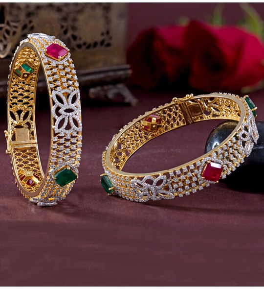 diamond and ruby bangles