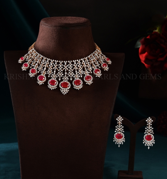 Radiant Ruby Elegance Diamond Ruby Choker Set