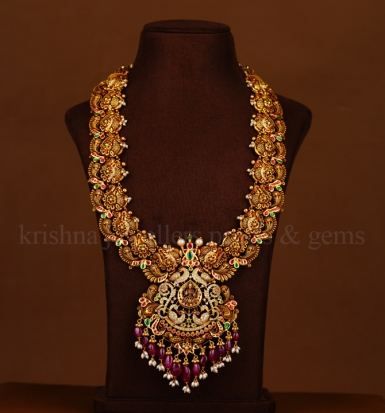 Gold haram necklace set sri lalitha jewellers