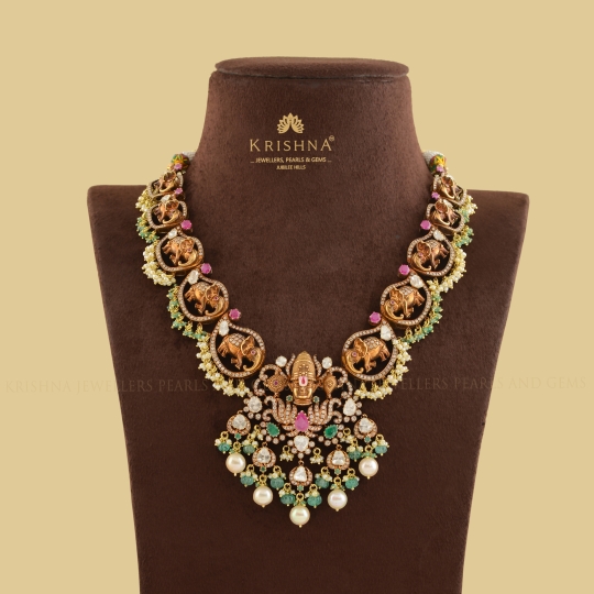 Traditional Balaji Pendant & Polki Necklace