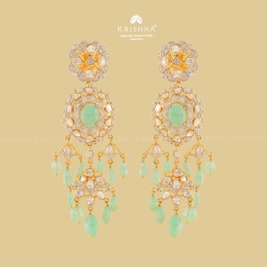 Regal Polki  And Emerald Earrings