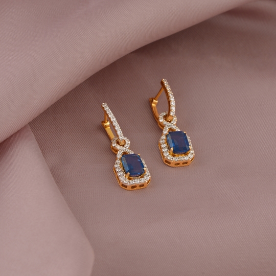 Ritzy Diamond Earrings in Blue Elegance