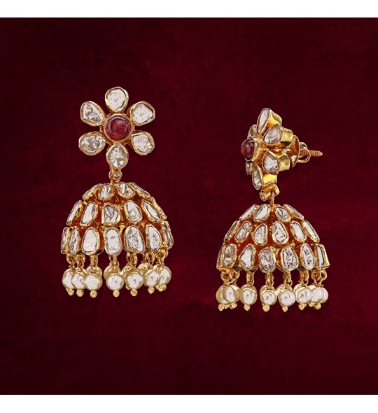 Polki Uncut Diamond Necklace Set With Earrings Partywear Jewellery Set