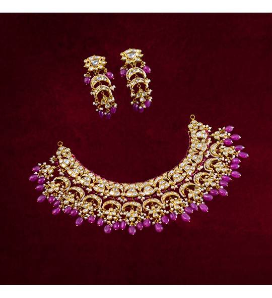 Necklace - Uncut Diamond Ruby Pearl Hanging Pearl String | Gujjadi Swarna  Jewellers