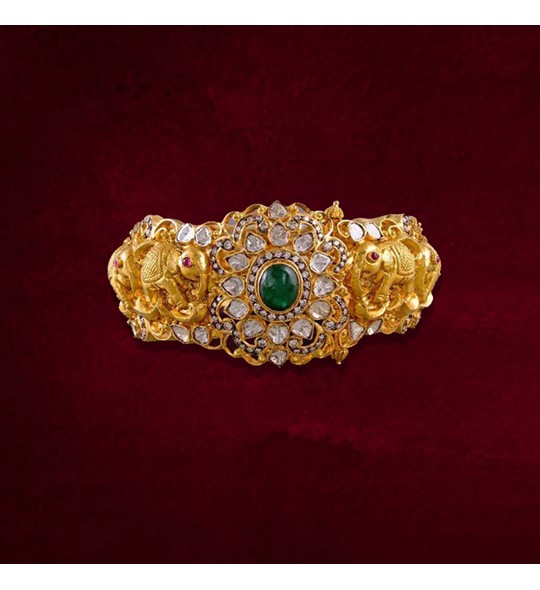 Nakshi Yellow Gold Uncut Kada