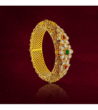 Uncuts Emerald Ruby Gold Bangle