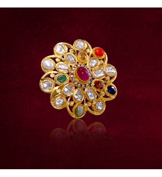 Unisex Navratan Brass Ring, Gold at Rs 50/piece in Jaipur | ID: 20172742662