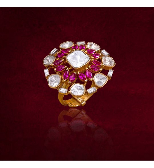 Details about   Natural Rose Cut Diamond & Uncut Diamond Polki 925 Sterling Silver Ring Jewelry