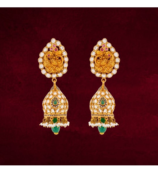 Uncut Diamonds Yellow Gold Earrings