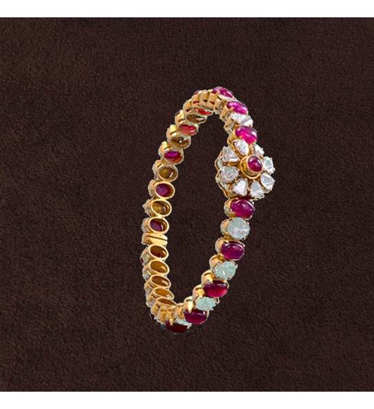 Ruby & polki kundan bangle