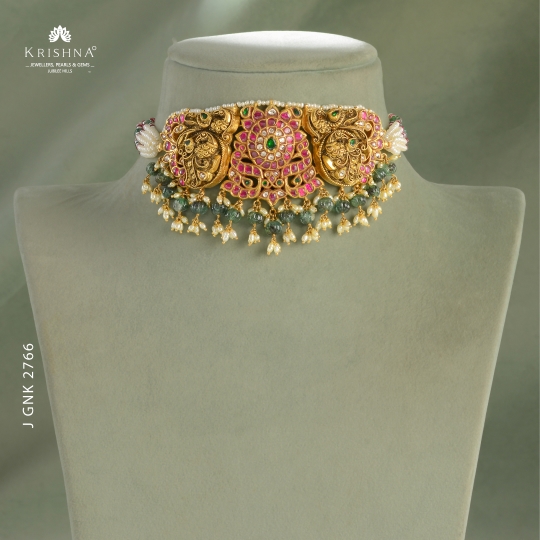 Peacock Motif Gold Kundan Choker