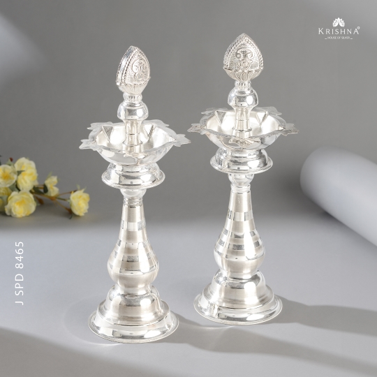 Divine Silver Long Deepam Pair