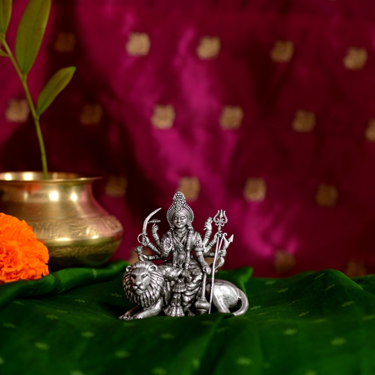 Beautifully Crafted Silver Durga Devi Idol