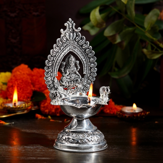 Lakshmi Devi Diya with Elephant Motifs