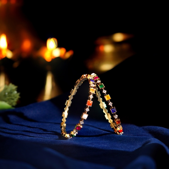 Navaratna Bangles with Diamonds