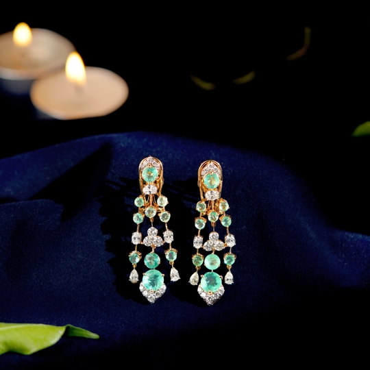 Diamonds Earrings With Color Stones