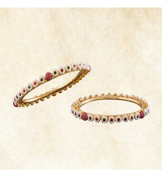 Kakamoti Pearls Yellow Gold Bangles