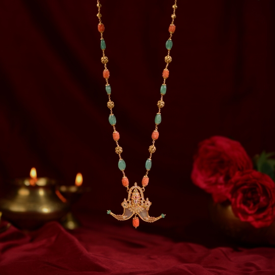 Traditional Gold Necklace with Lord Balaji Pendant