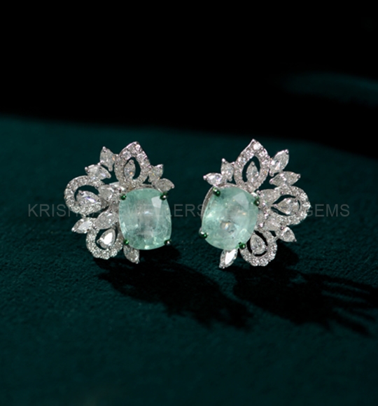 Diamond Earrings With Floral Design