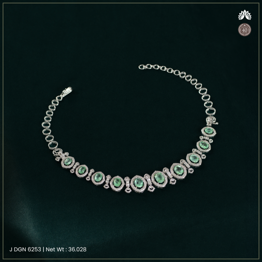 Symmetrical Emerald & Diamond Necklace