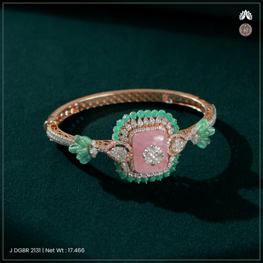 Diamond & Tourmaline Bracelet With Floral Radiance