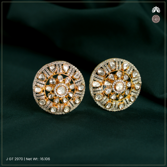 Floral Symphony Polki Diamond Earrings