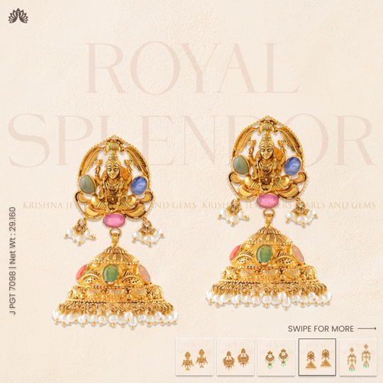 Divine Elegance: 22k Lakshmi Jhumkas