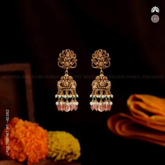 22k Lakshmi Motif Jhumka Earrings