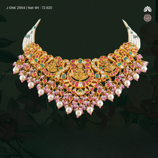 22k Kundan Necklace with Lakshmi Devi Pendant