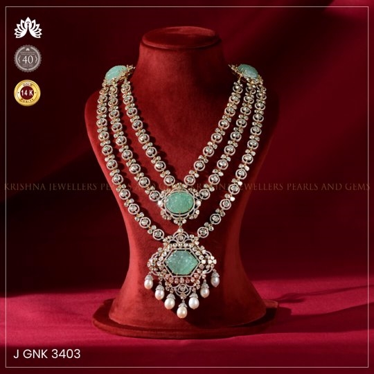 Elegant Polki Emerald Long Haar Necklace Timeless Royal Jewelry