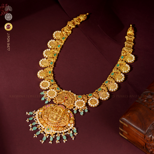 22K Gold Ramaparivar Pendant Long Haar Necklace