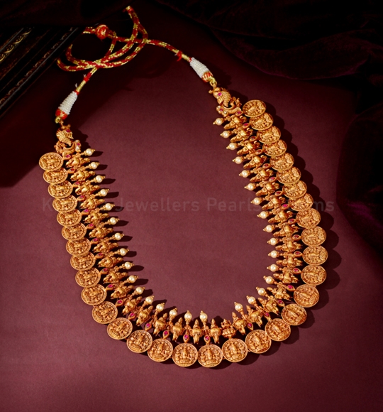 92.5 Silver Kasumala Necklace with Balaji, Elephant and Lakshmi Devi Designs
