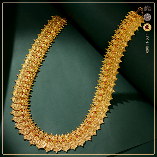 22K Gold Lakshmi Kasulaperu Necklace South Indian Jewellery